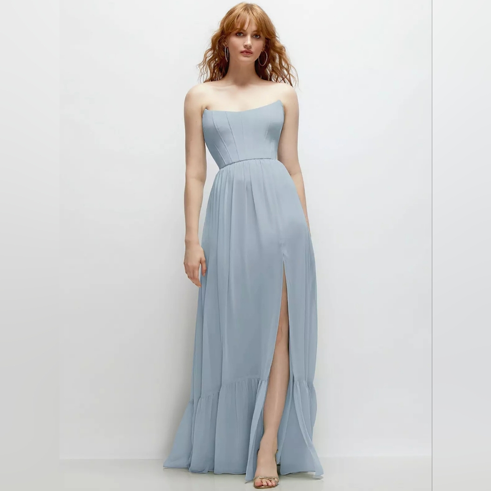 Dessy Collection Chiffon Strapless Corset Gown